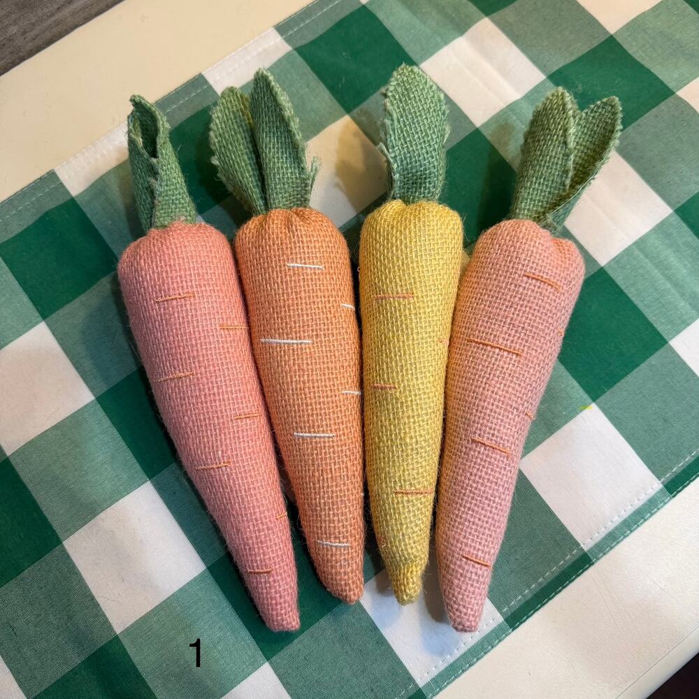 Set of 4 Decorative Easter Spring Burlap Fabric Carrots by Target (S1)